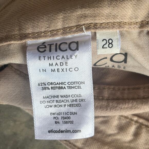 Etica Devon Wide Leg Jeans Women's 28 Beige High Rise Organic Cotton Denim Pants - Picture 5 of 10